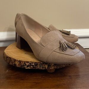 Kelly & Katie Tan Heeled Loafers with Tassels